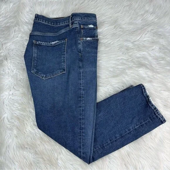 Agolde Women’s Blue‎ Riley Button-Fly Straight Leg Designer Jeans W32-34/L26
